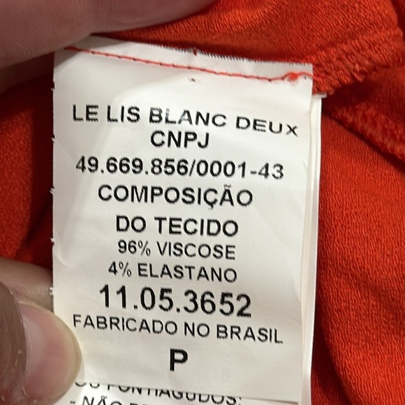 (T6) LE LIS BLANC DEUX, Orange stretch blouse with full sleeves,size P/M USA - Picture 11 of 12
